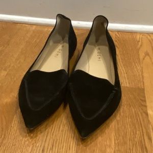 M Gemi black suede flats